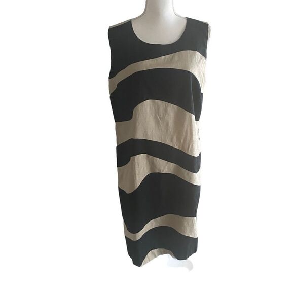 Dana Buchman Black & Beige Sheath Dress Size 14 - Picture 1 of 4